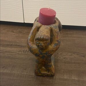 Artistic Brown Candle Holder with red Candle